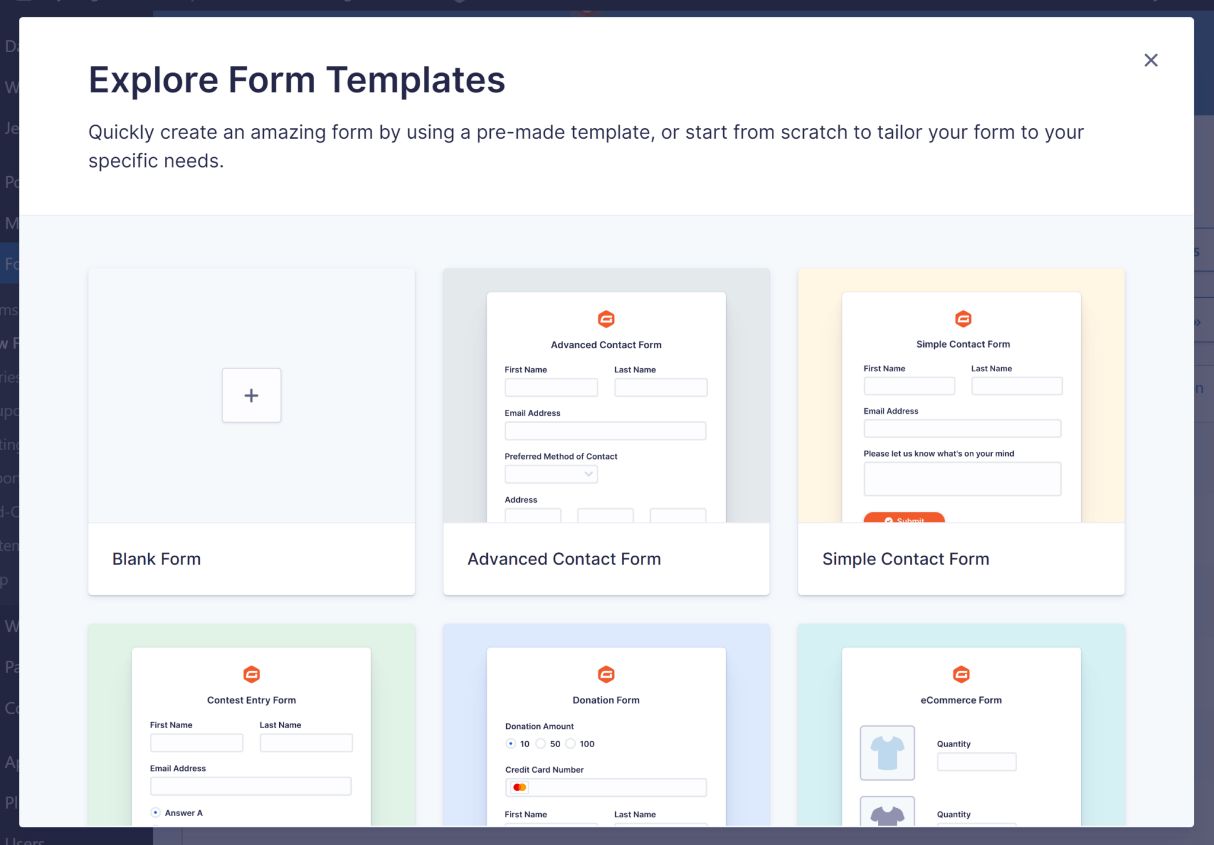 export form templates