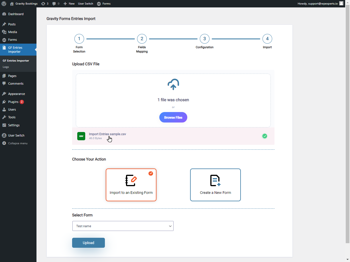 Uploading Your CSV File