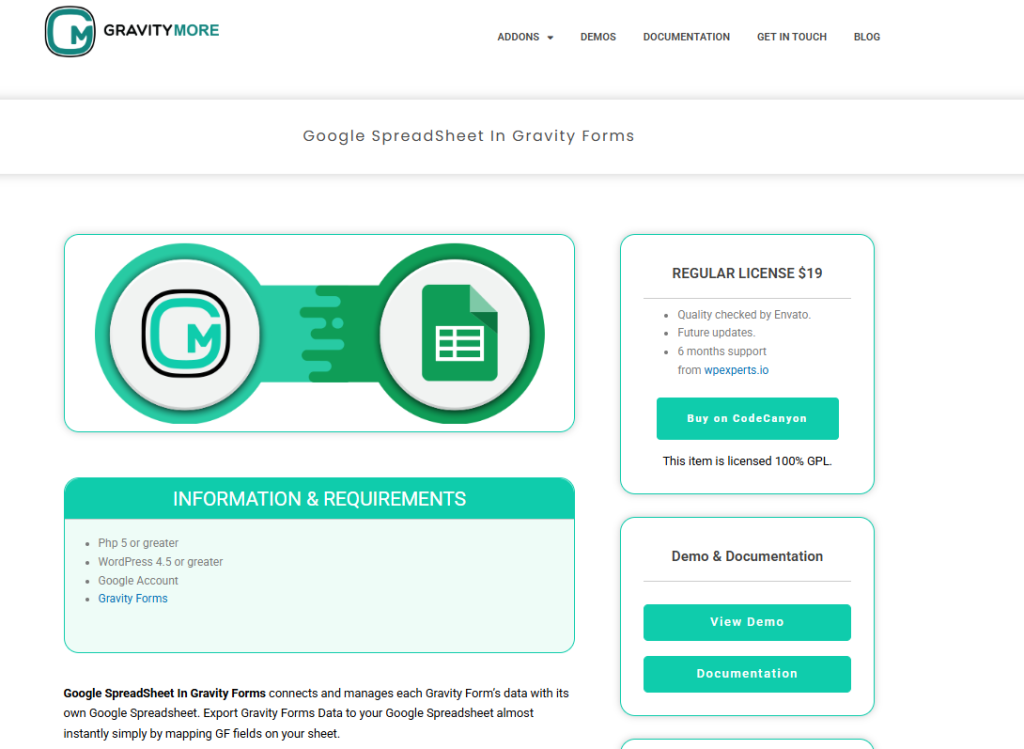 Google Spreadsheet Addon for Gravity Form