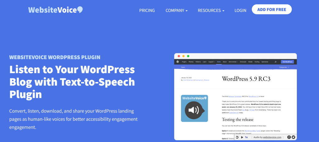 WebsiteVoice - AI-powered text-to-speech plugin for WordPress