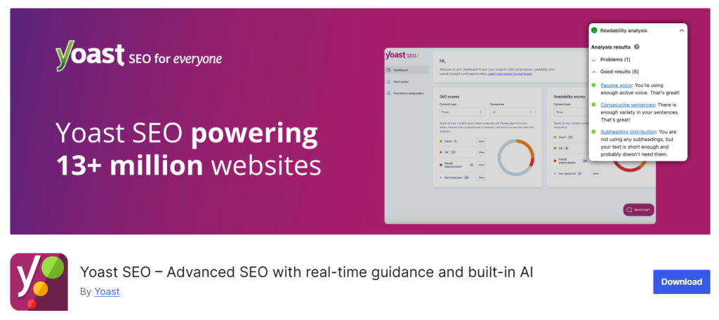 Yoast SEO  - AI SEO plugin