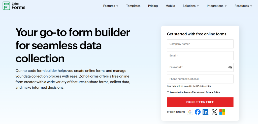 Zoho Forms - online form builder
